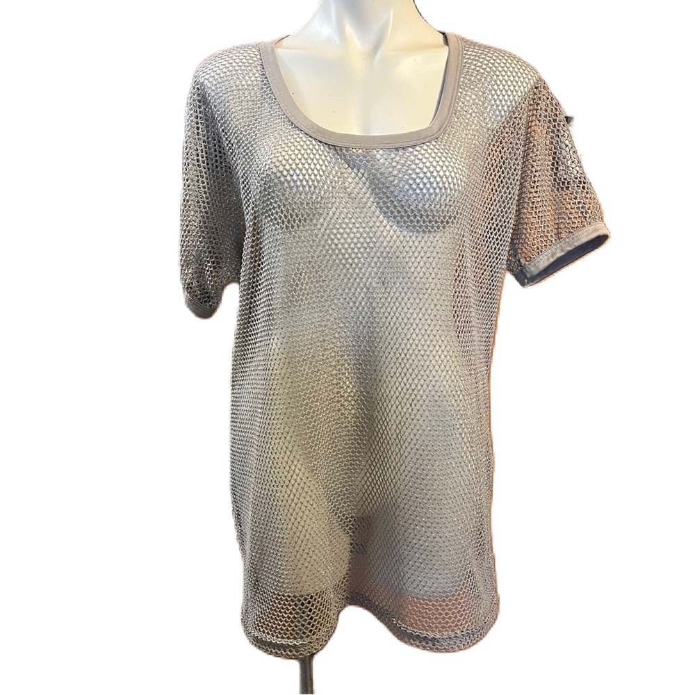 ELAN glittery silver/gray mesh bathing suit cover-up